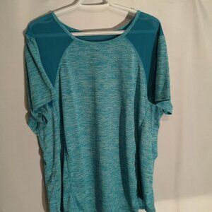 ACX Ladies Size 1X Teal Color Short Sleeve Loose Fit Athletic Top